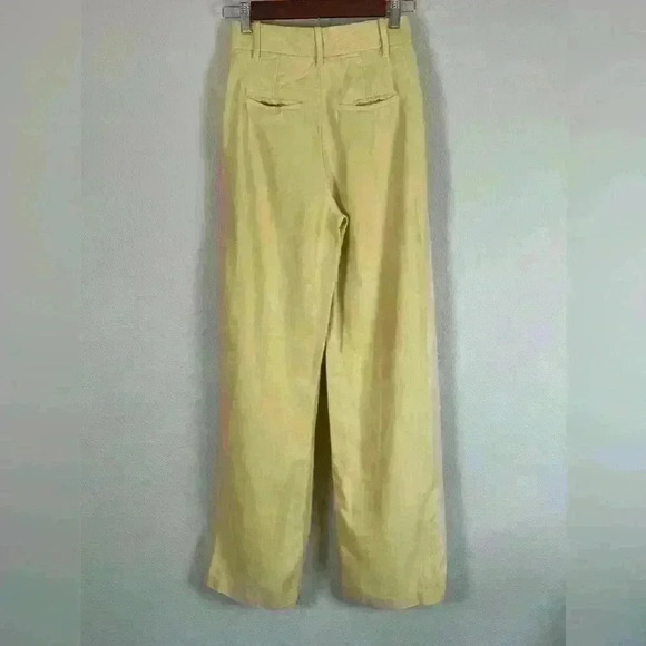 Wilfred Aritzia Yellow Linen Blend Wide Leg Pant Women's Size 00 - Picture 4 of 9